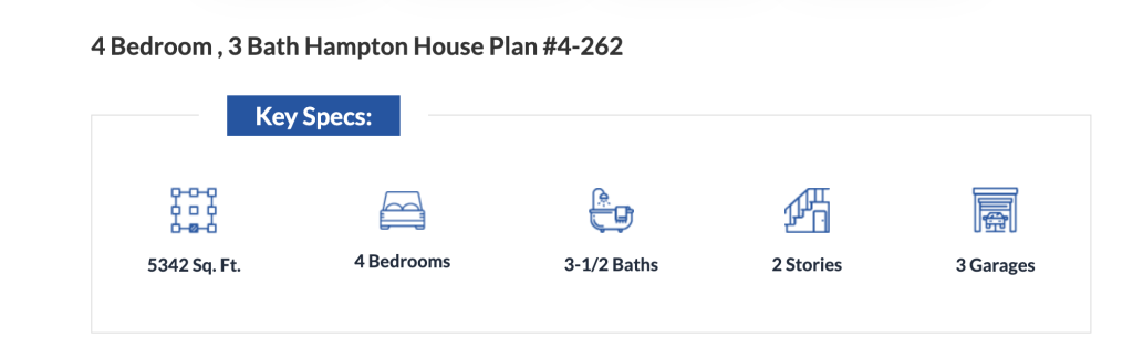 House plan specifications.